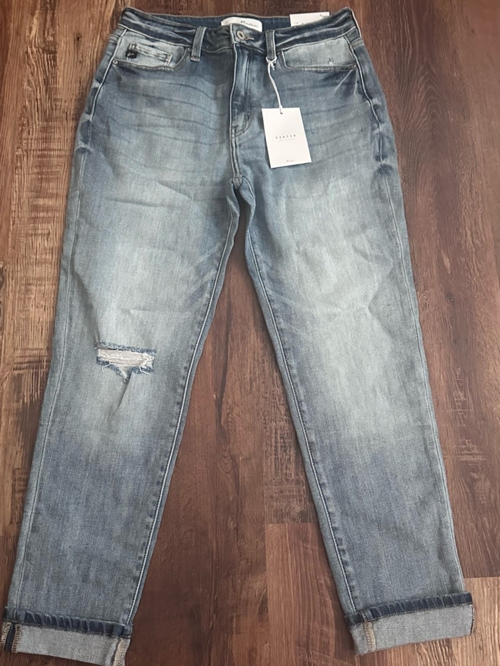 THREE PAIRS of KanCan Light Wash Distressed Ankle Jeans